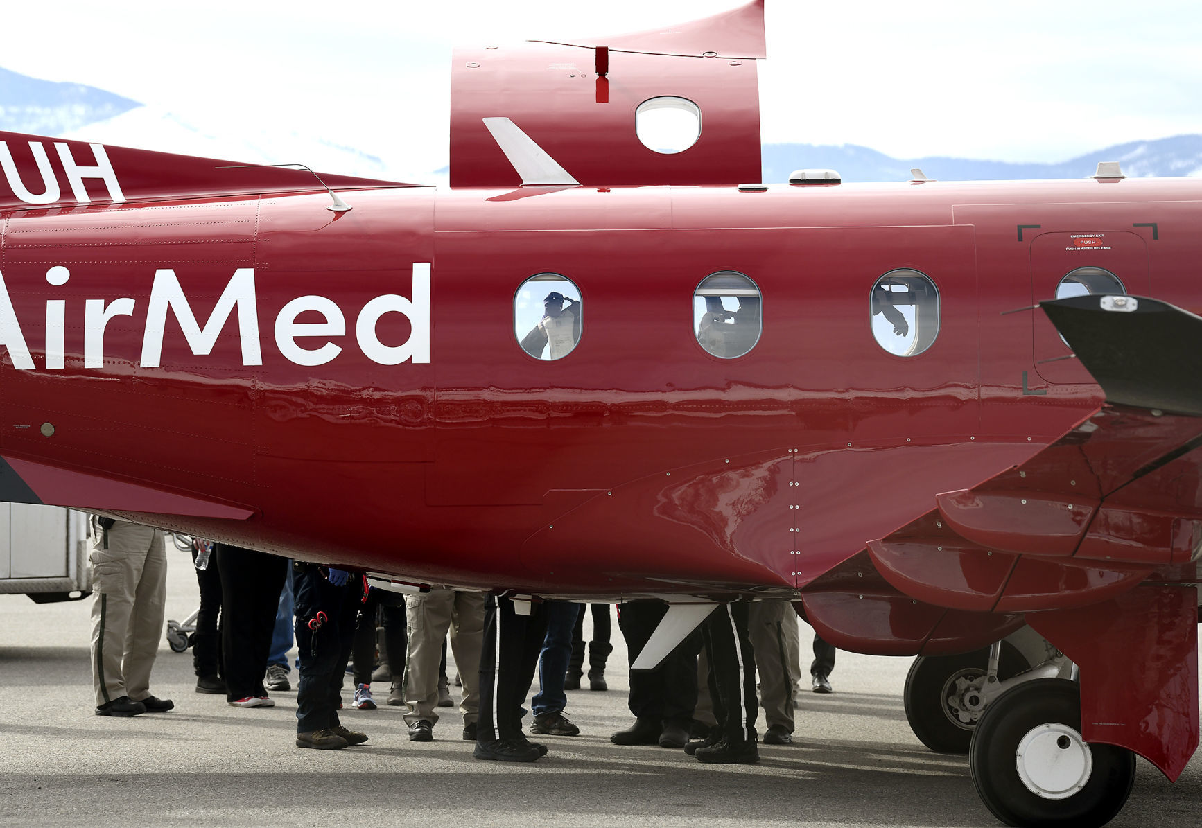 Medical airplane carrying Trooper Wade Palmer